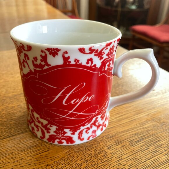Hope Themed Red/White Coffee Cup Mug by R Table - Picture 1 of 5